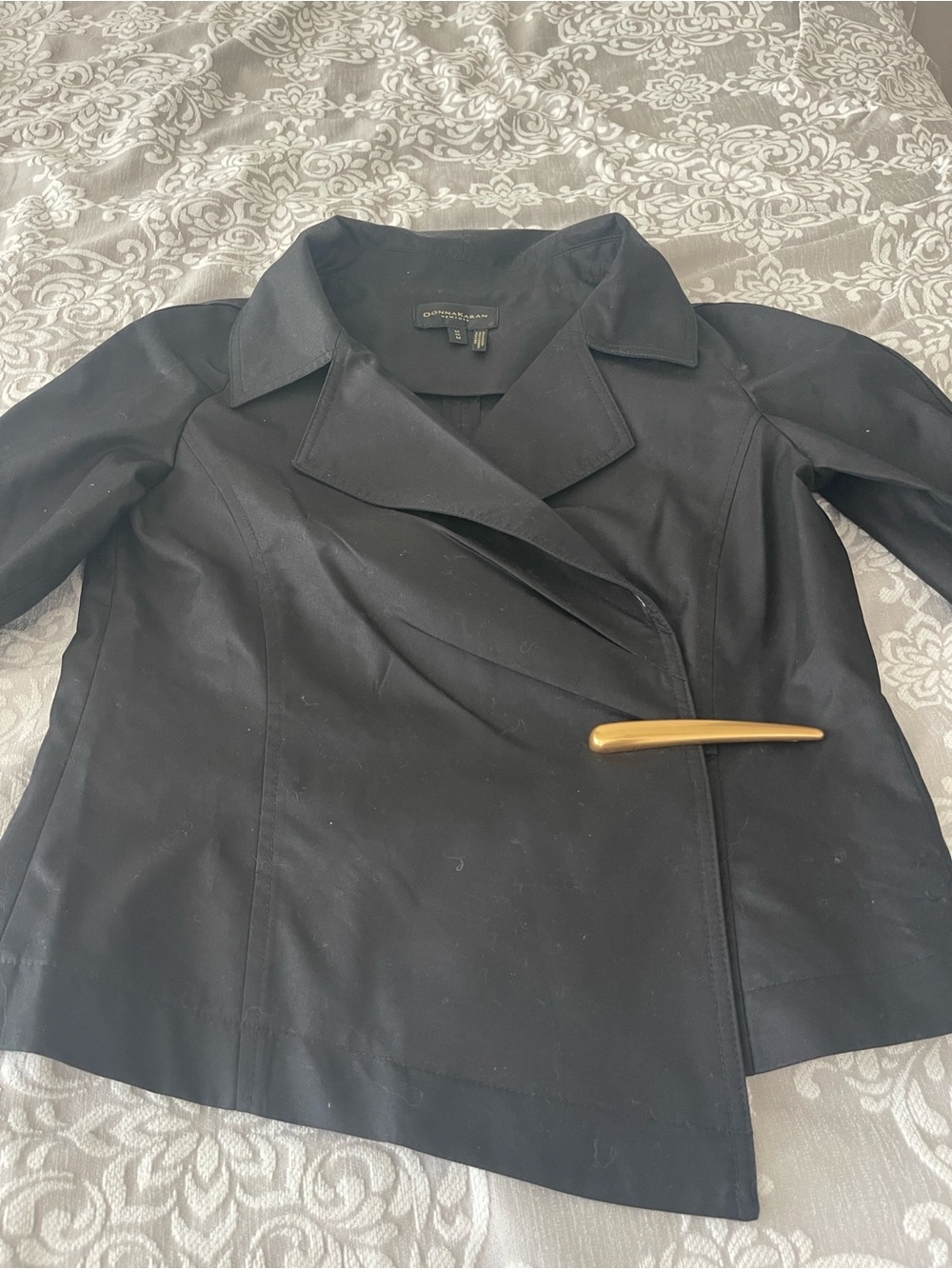New Donna Karan New York Notch Lapel Bar Hardware Jacket